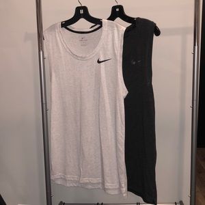 Nike 2-pack Dri-fit tanks (white/charcoal) size: Small-tall
